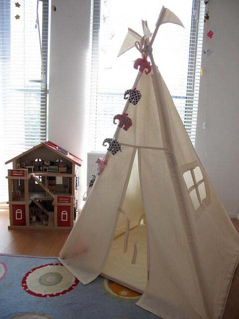 Natural fabric Play tent - Plain cotton indoor play teepee tent