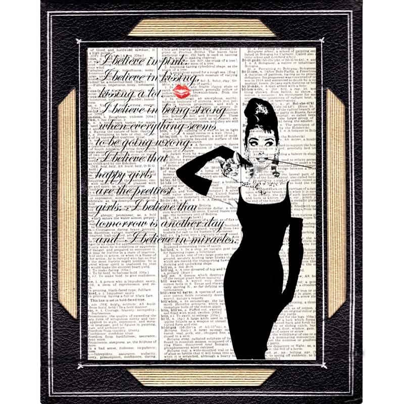 AUDREY HEPBURN art print on vintage dictionary page Breakfast at Tiffany's 3 dictionary art print on book page dictionary print 8x10