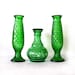 Emerald Green Glass bud vases vintage carafe home decor, cottage rustic country decor, shabby chic