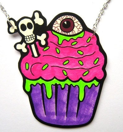 Zombie cupcake necklace by Dolly Cool