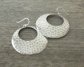 Hammered Silver HOOP EARRINGS - Bohemian Spring Fashion Jewelry