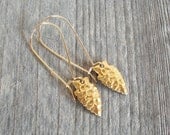 TRIBAL EARRINGS - Boho Gold Arrowhead Earrings - Brass Fashion Bohemian Jewelry
