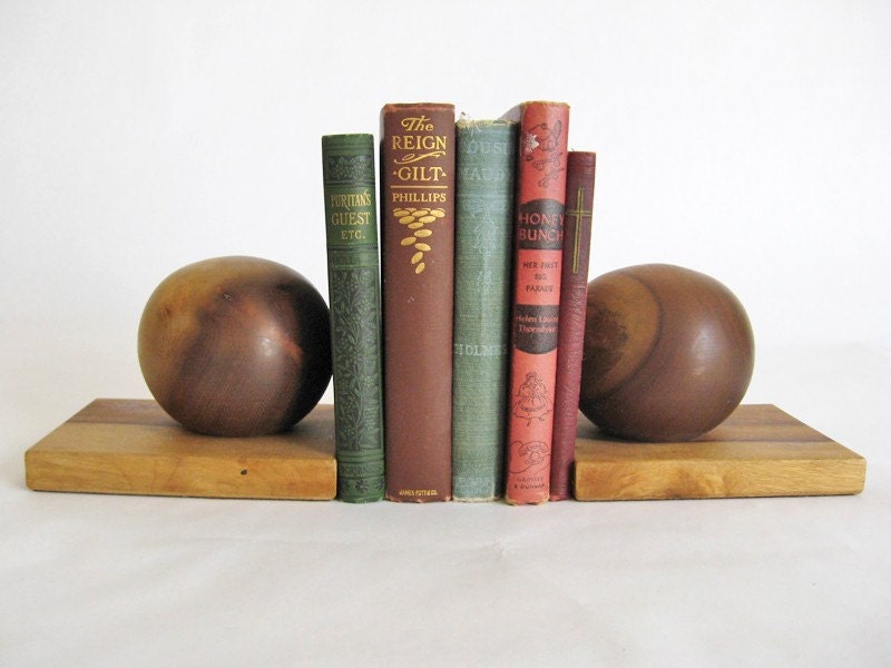 Mid Century Modern WOOD BOOKENDS - Vintage Book Ends Set - Mid Century Desk Accessories - 1960s MCM Decor