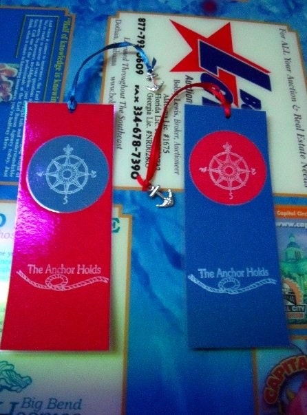 The Anchor Holds Nautical Bookmark with Silver Anchor Charm - Perfect Nautical Party Favors