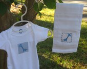 Giraffe Onesie and Burp Cloth Set