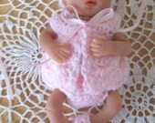 ooak pale pink  crochet set for 5 or 6 inch  POLYMER CLAY BABY
