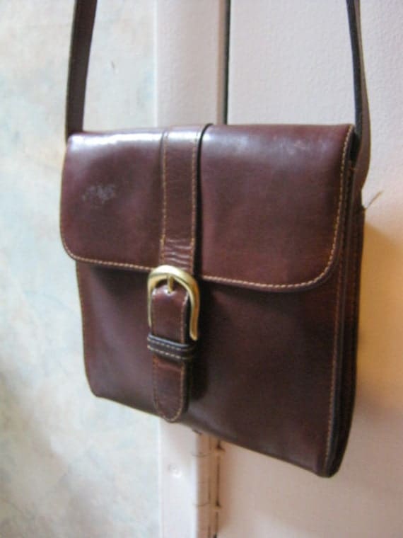 Small thick dark brown leather crossbody bag by Bass by lovinglola