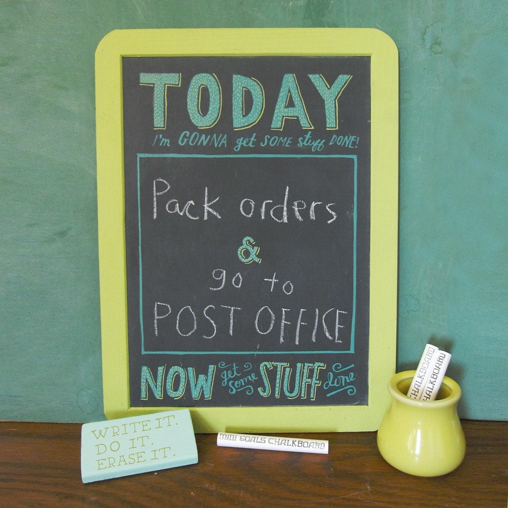 Mini Goals Chalkboard - Get Some Stuff Done - Mossy/Clear Sky