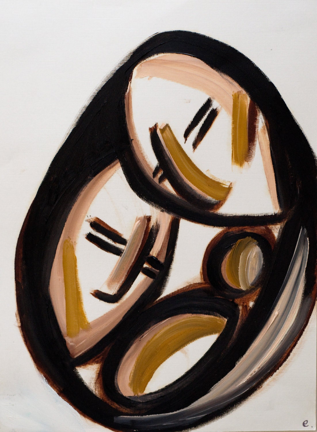 giclee print of parents and their newborn, acrylic on canvas, abstract
