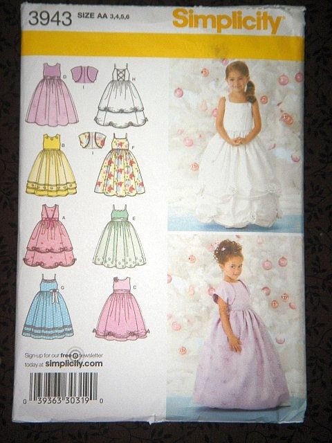 Simplicity Pattern 3943 Flower Girl Dress Sizes by ScarletArcher