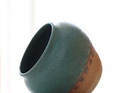 Wheel Thrown Stoneware Vase in green and clay body brown
