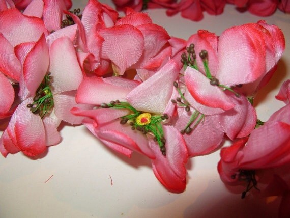 Vintage Millinery Flowers White HOT PINK Poppy Fascinator Hat Trim 1940-1950
