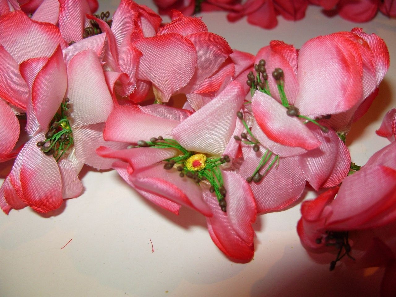 Vintage Millinery Flowers White HOT PINK Poppy Fascinator Hat Trim 1940-1950