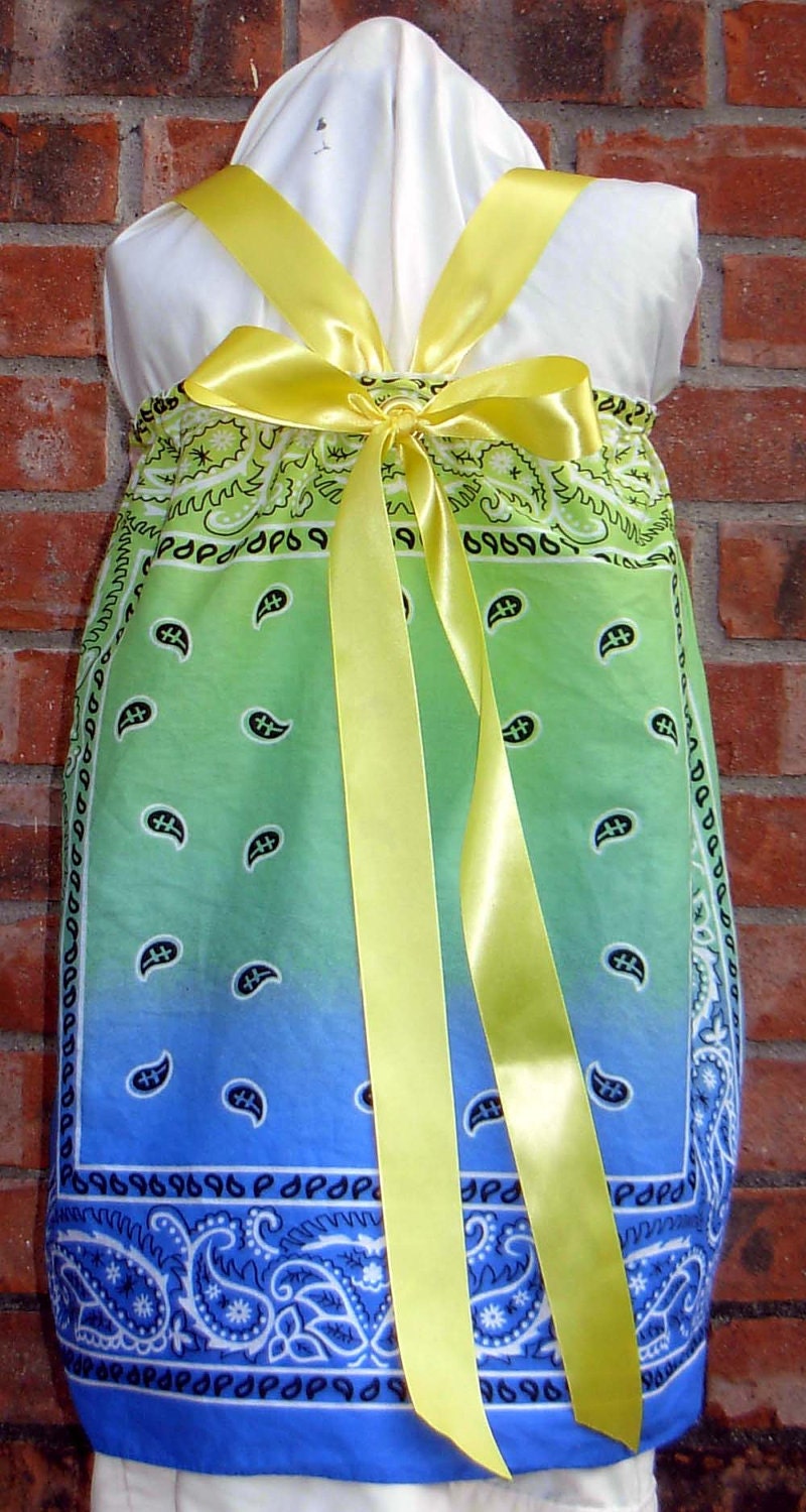 Green Yellow Blue - Bandana Dress or Top - One Size Fits Most