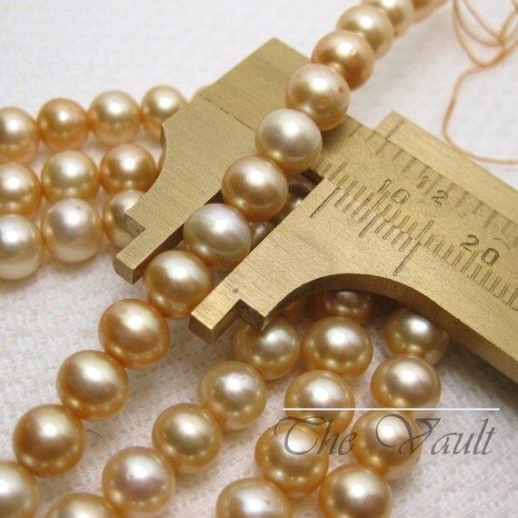 6-7mm soft orange off round pearl strand 16 inches
