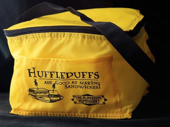 Hufflepuff Sandwich Cooler Bag lunch box zippered Lunch sack / CD carrying case / goldenrod yellow
