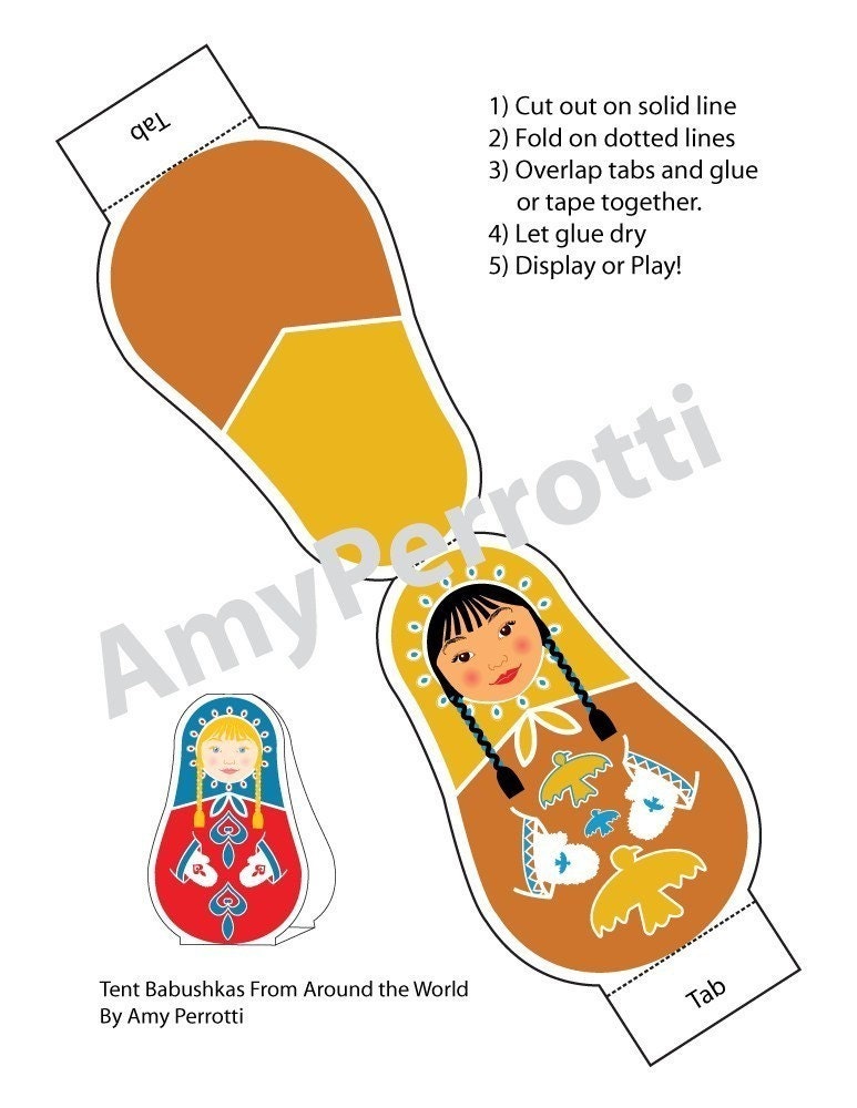 Set of 3 Babushkas From Around the World Tent Card Doll Crafts PDF