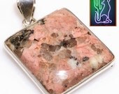 Sterling Silver Natural Pink Jasper Gemstone Pendant Necklace on 20 inch 1.5 mm Box Chain