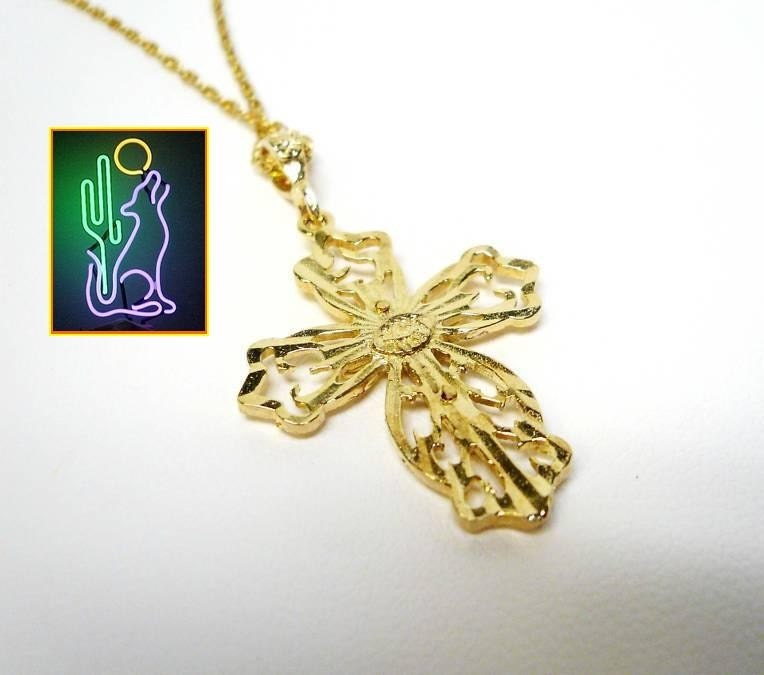Sterling Silver Vermeil Cross Pendant on 18 inch Chain