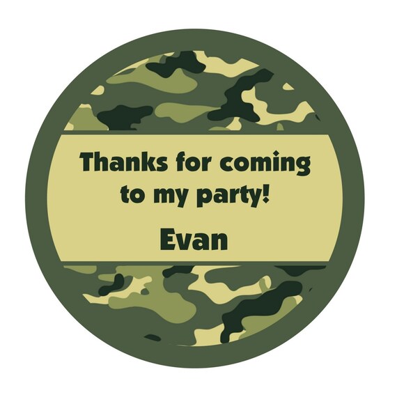 Birthday Stickers Camo, Personalized Stickers, Children, Kids, Party, Favor stickers,Personalized stickers set of 24 Il_570xn