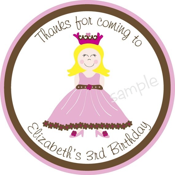 Personalized Princess Stickers, fairy, Pink,Children, Kids, Party, Favor stickers, Seals, Labels, Personalized Party StickersSet of 24 Il_570xn