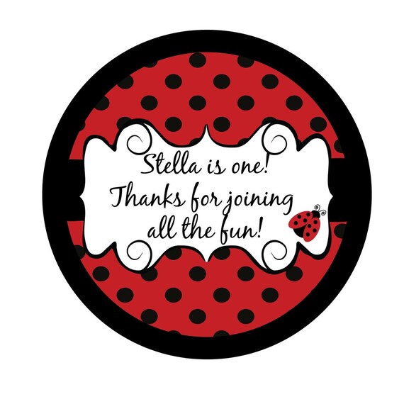 Personalized Stickers,Elegant ladybug, Ladybug, Polka dots, Birthday, Address, Children, Party Favor stickers,Labels,sticker set of 24 Il_570xn
