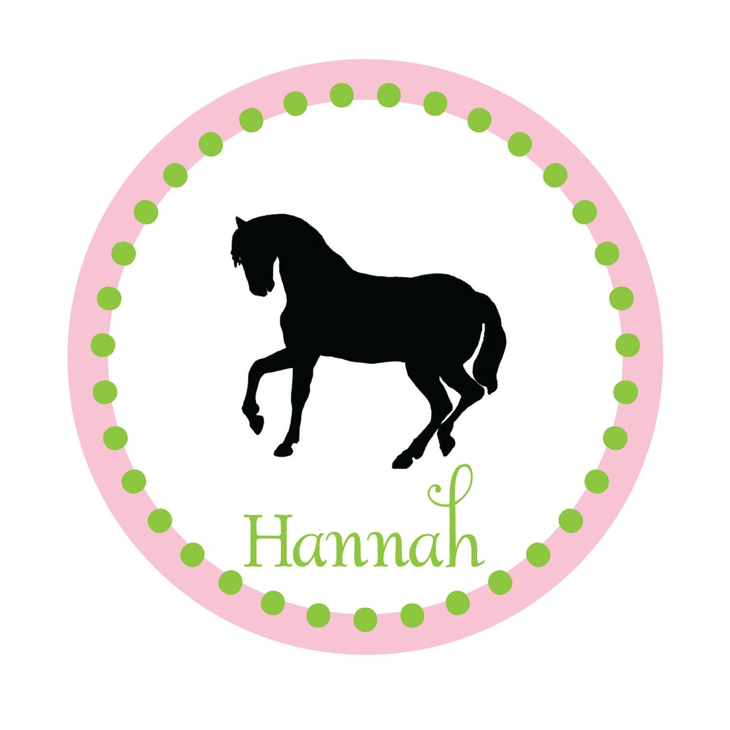 Horse Sticker, Pink, Personalized Stickers, Horse,Polka dots,Birthday, Kids, Party, Favor stickers,Personalized Sticker Labels Set of 24 Il_570xn