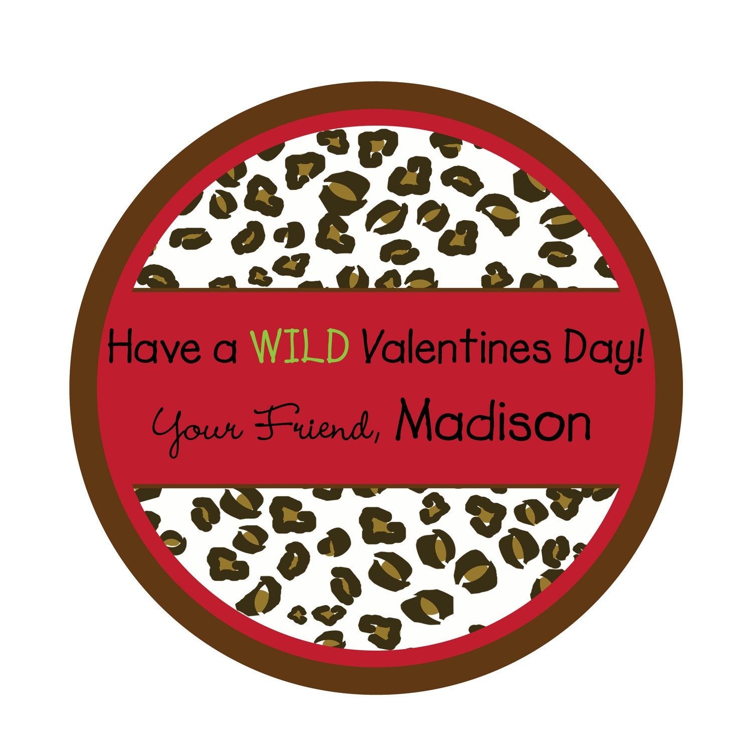 Personalized Stickers, Cheetah, Valentine Stickers,Treat bag labels, Valentines Day, Labels, Seals,Children, Kids, Favor, Set of 24 Il_570xn