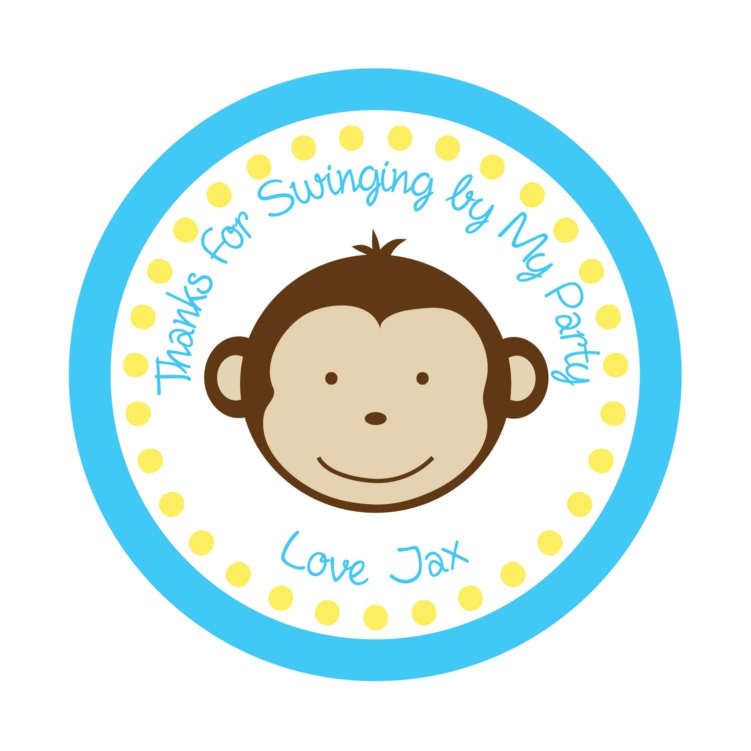Personalized Stickers, Monkey, Boy, Girl, Birthday, Children, Kids, Party, Favor stickers,Labels,Simply Sweetness Sticker Labels Set of 24 Il_570xn