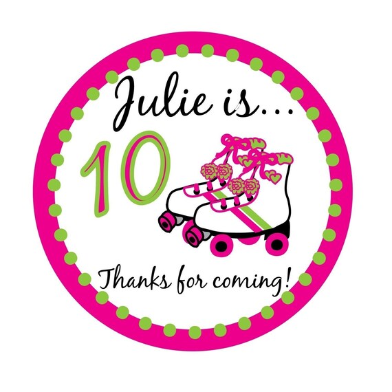 Personalized Stickers, Roller Skate,Birthday, Children, Kids, Party, Favor stickers, Personalized Stickers Set of 24 Il_570xn
