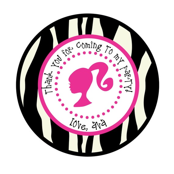 Birthday, Barbie Doll Inspired, Pink, Personalized Stickers, Glam Party,Favor stickers,Personalized Sticker Labels Set of 24 Il_570xn