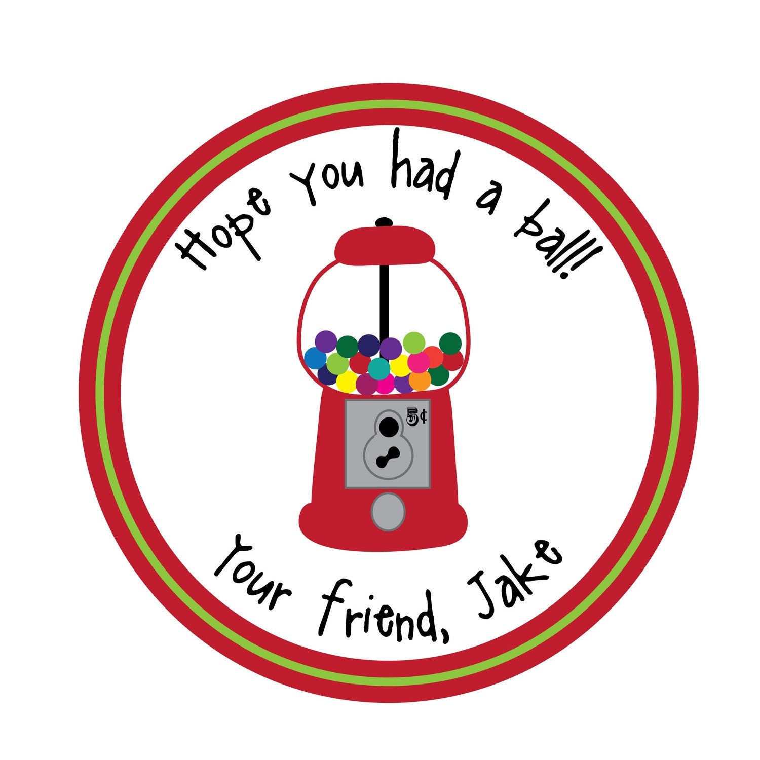 Personalized Stickers, Gumball, BubbleGum Machine, Birthday,Children, Party, Favor stickers, Personalized Sticker Labels Set of 24 Il_570xn
