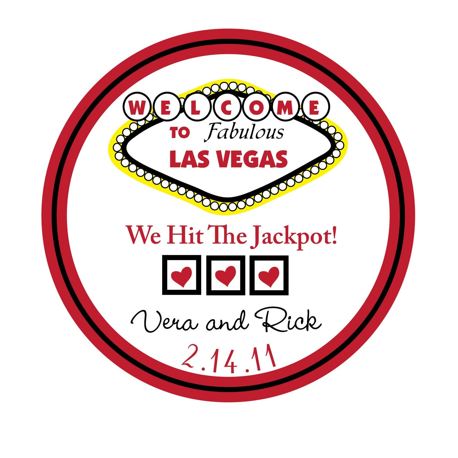 Personalized Stickers, Las Vegas Theme, Polka dots, Wedding, Birthday,Party, Favor stickers,Labels,Tags, Personalized Stickers Set of 24 Il_570xn