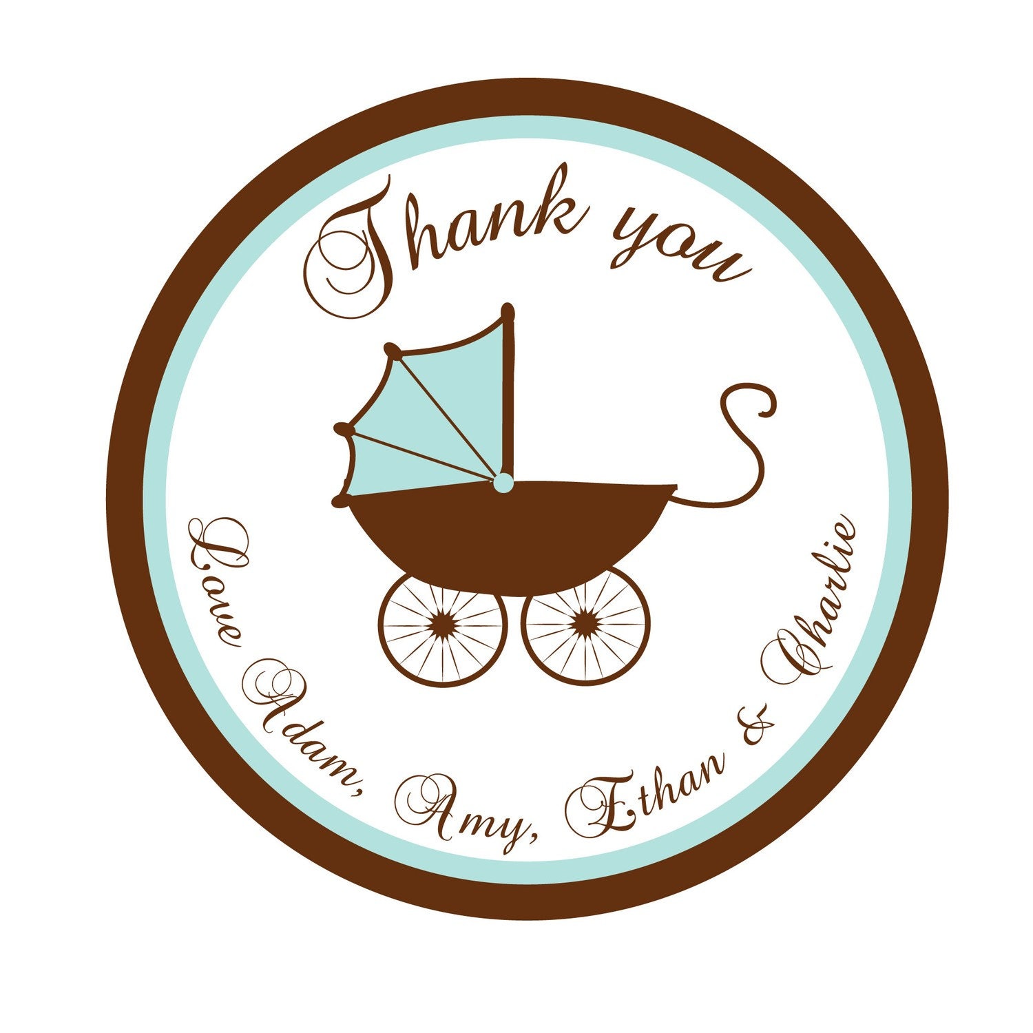 Personalized Stickers, Pram, Baby Shower, Baby Stroller, Favor, Treat Bag, Thank you, Wedding, Bridal, Shower, Baby, Set of 24 Il_570xn