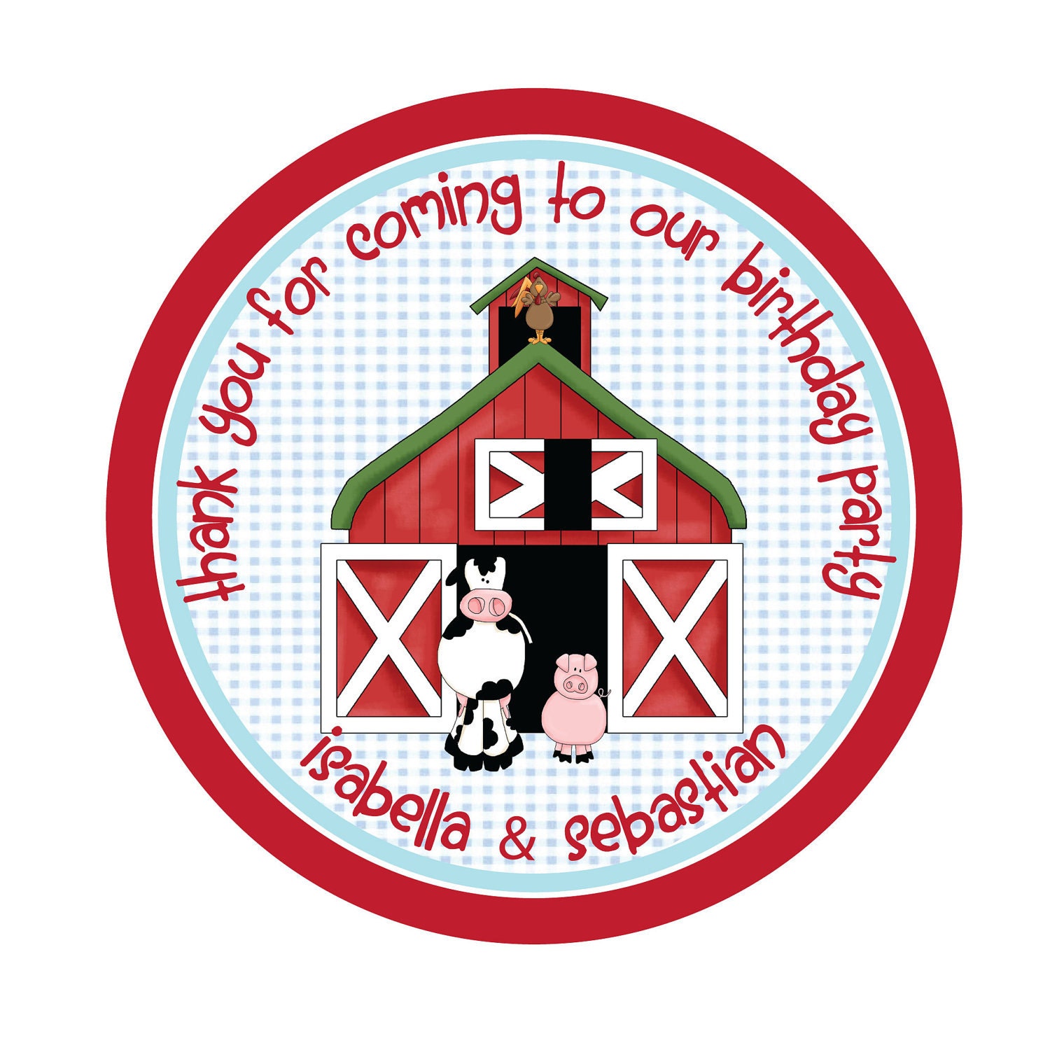 Personalized Stickers, Barnyard friends, Cow, Pig, Farm Birthday, Children, Party, Favor stickers, Personalized Stickers Set of 24 Il_570xn