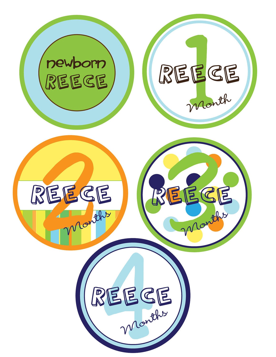 Baby Monthly Stickers, Birthday,Polka dots, Birthday, Kids, Party, Favor stickers, Personalized Stickers set of 13 Il_570xn