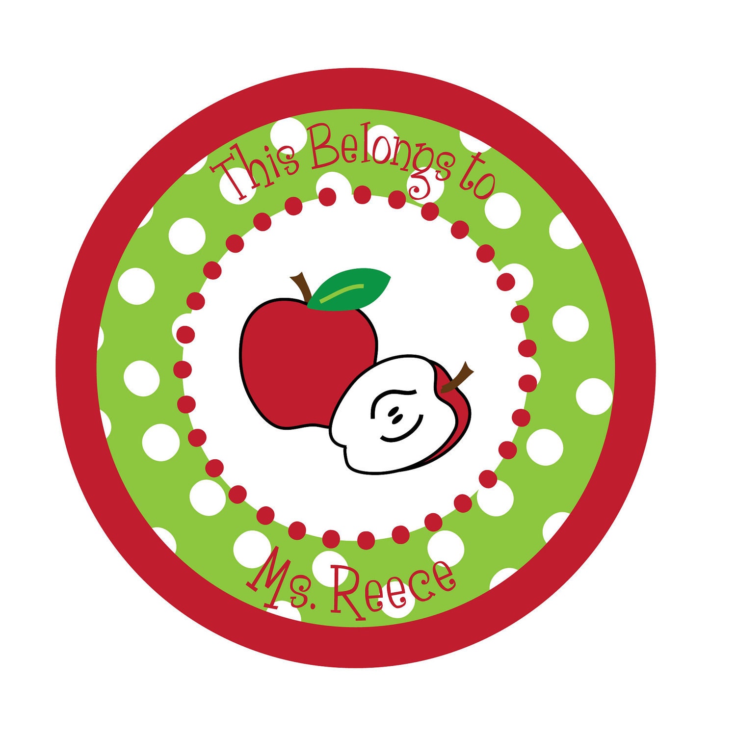 Personalized stickers, teacher sticker, apple sticker, polka dot sticker Il_570xn
