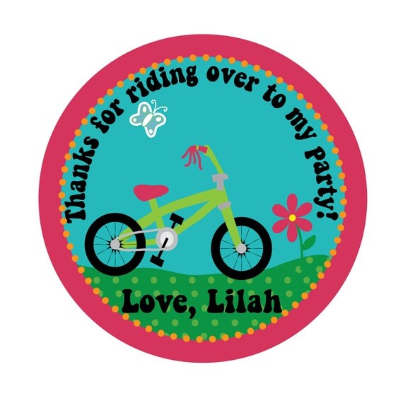 Personalized Stickers,Bicycle, Gift Sticker,Birthday,Kids, Party, Favor stickers, Stickers Set of 24 Il_570xn