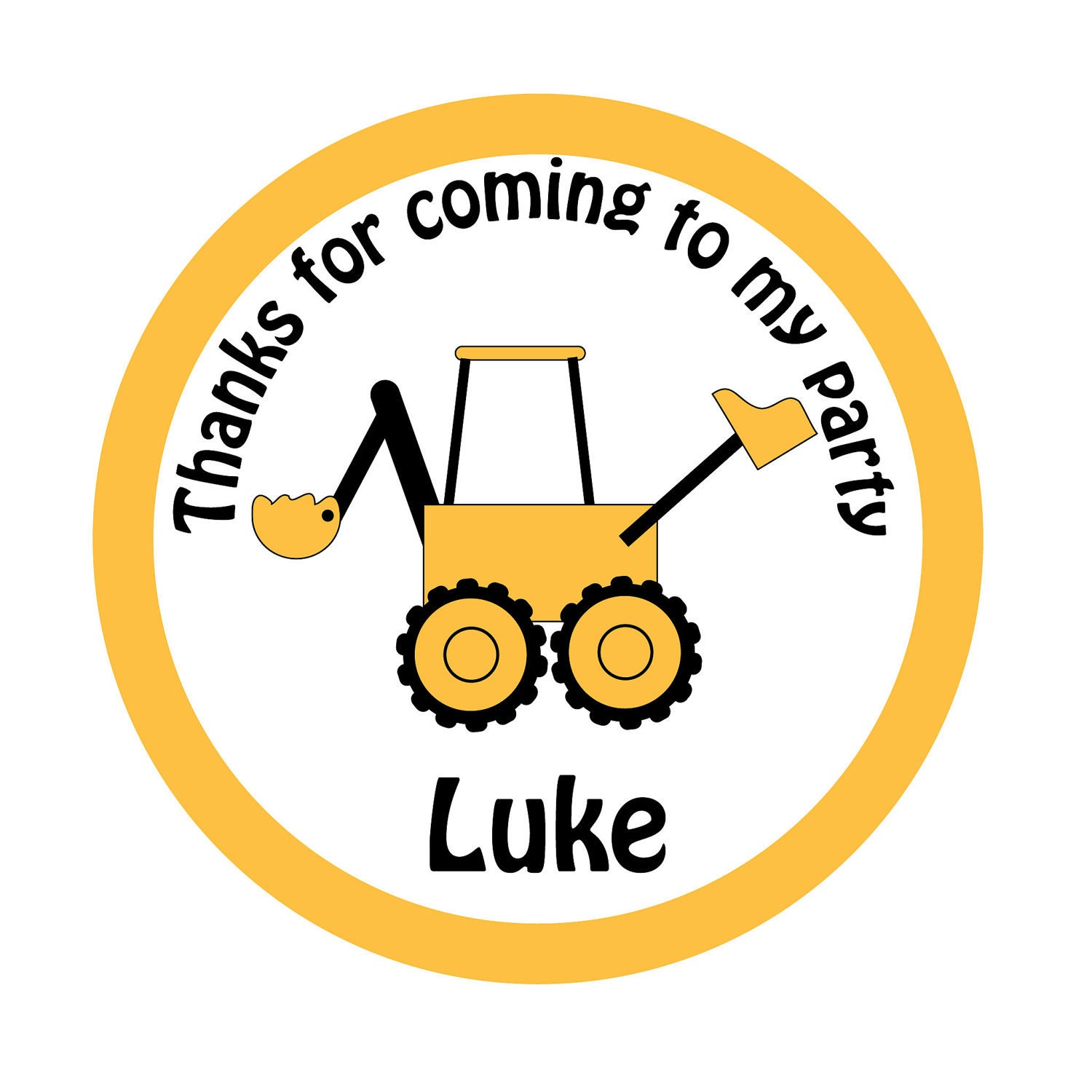 Personalized Sticker Labels, Construction Birthday, Bulldozer, Set of 24 Il_570xn