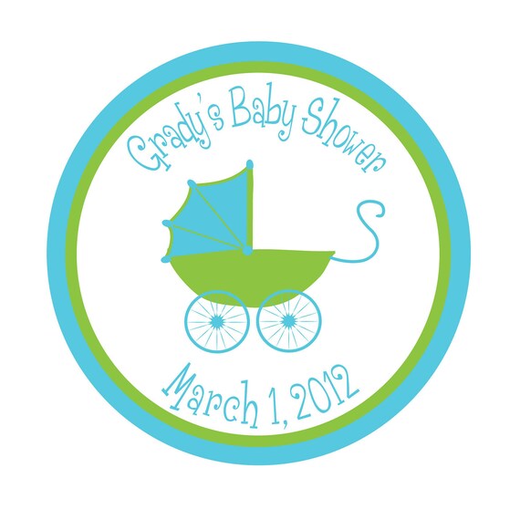Personalized Stickers, Pram, Baby Shower, Baby Stroller, Favor, Treat Bag, Thank you, Wedding, Bridal, Shower, Baby, Set of 25 Il_570xn