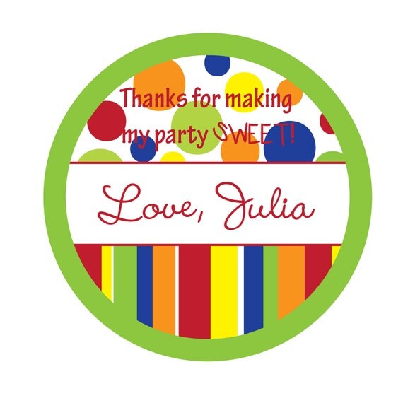 Personalized Birthday Stickers, Sweet Shoppe,Polka dots,Children,Kids,Party Favor stickers, Labels,Personalized Sticker Labels Set of 50 Il_570xn