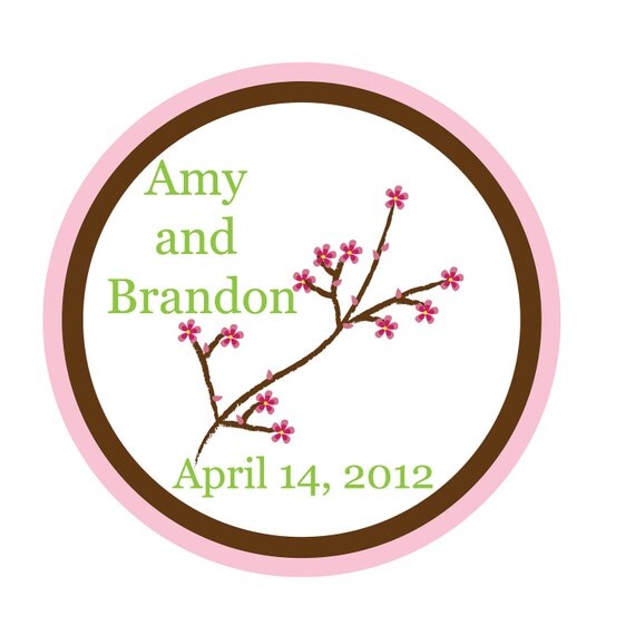 Personalized Stickers, Cherry Blossom, Wedding,Favor stickers,Seals, Labels,Personalized Sticker Labels Set of 24 Il_570xn