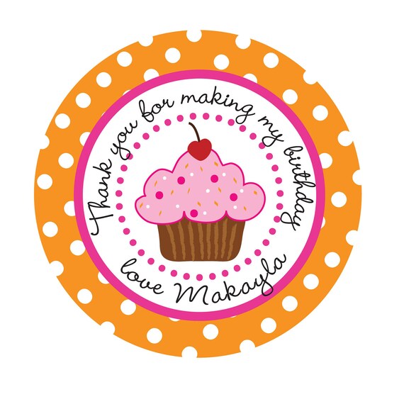 Personalized Stickers, Cupcake, Polka dots, Birthday, Address, Children,Favor stickers,Labels, Personalized Sticker Labels Set Of 24 Il_570xn