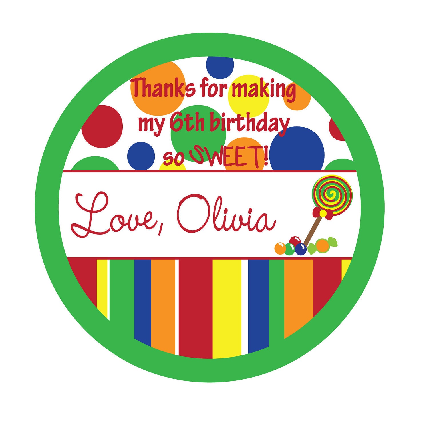 Birthday,Polka dots, Birthday, Kids, Party, Favor stickers, Personalized Stickers Set of 60 Il_570xn