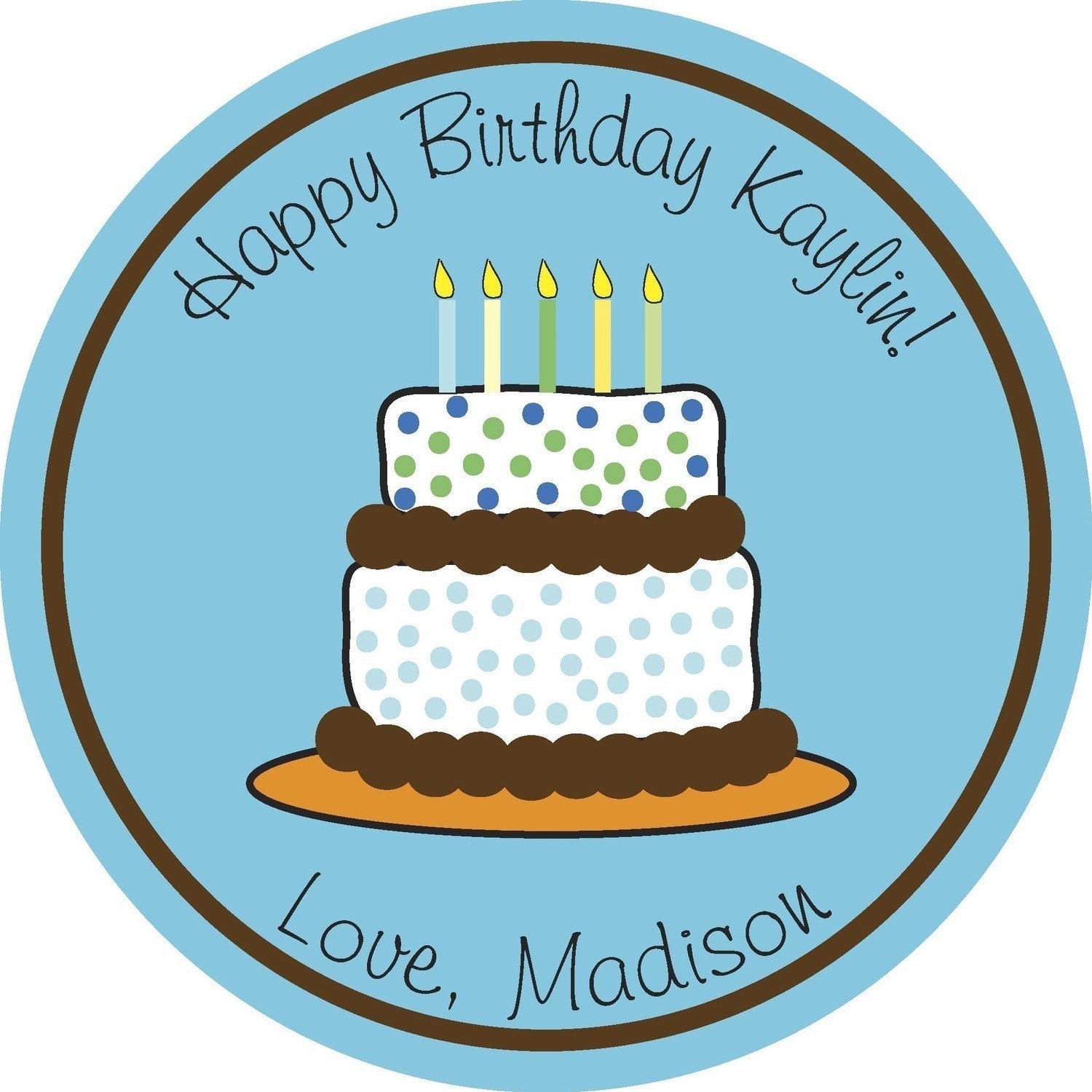 Personalized Stickers, Birthday Cake,Polka dots, Holiday, Birthday,  Kids, Party, Favor stickers,Labels,  Personalized Stickers Set of 24