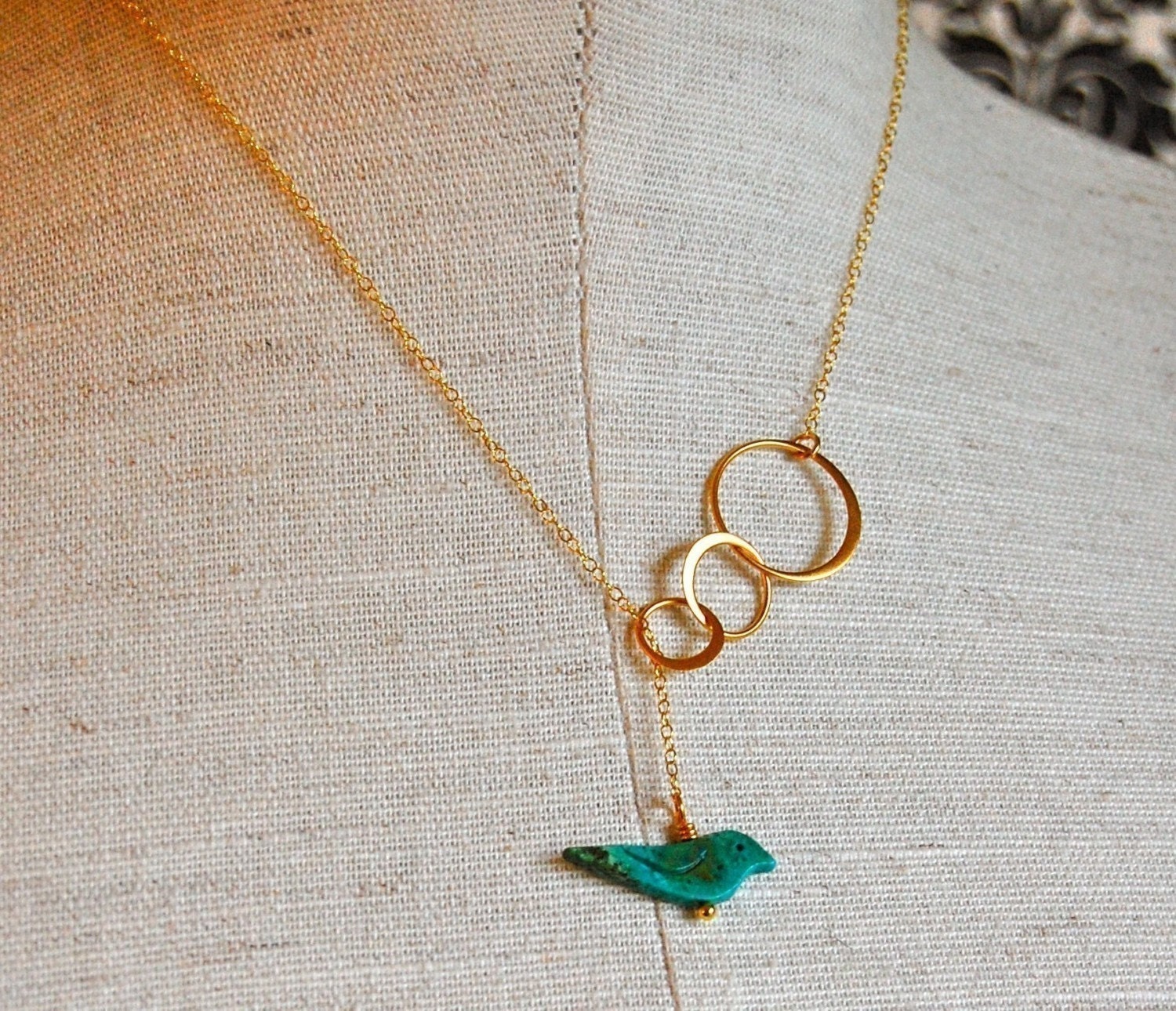 The Bubbles and Turquoise Bird Lariat