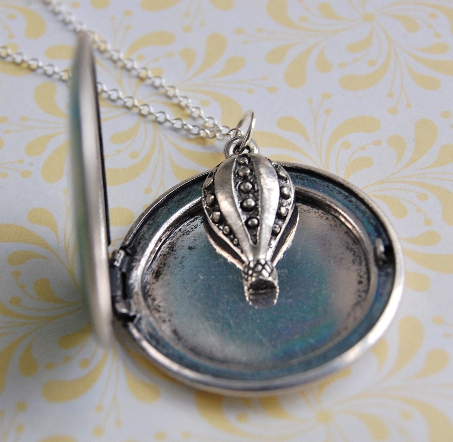 The Birds in Flight Locket and Hot Air Balloon - Sterling Silver