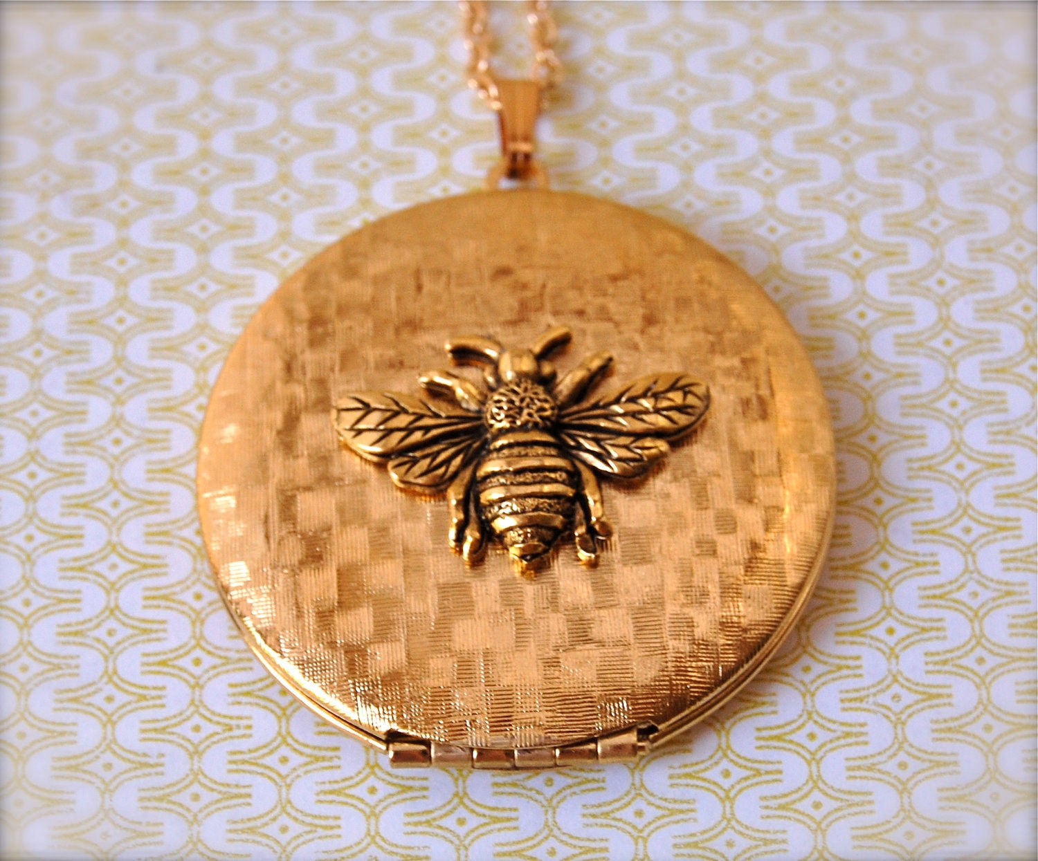 Bumblebee Vintage Locket Necklace Gold
