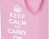 Keep Calm and Carry On Re-useable Cotton Canvas Tote Bag (PINK)