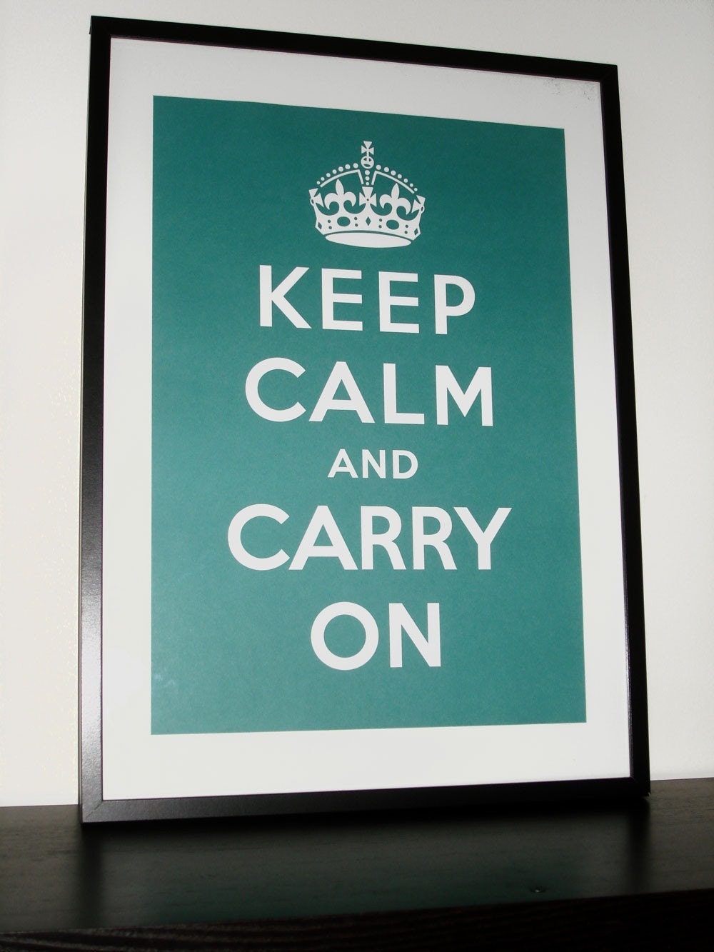 Keep Calm and Carry On (SOOTHING SEAFOAM) 12 x 18 Printed on Recycled Paper